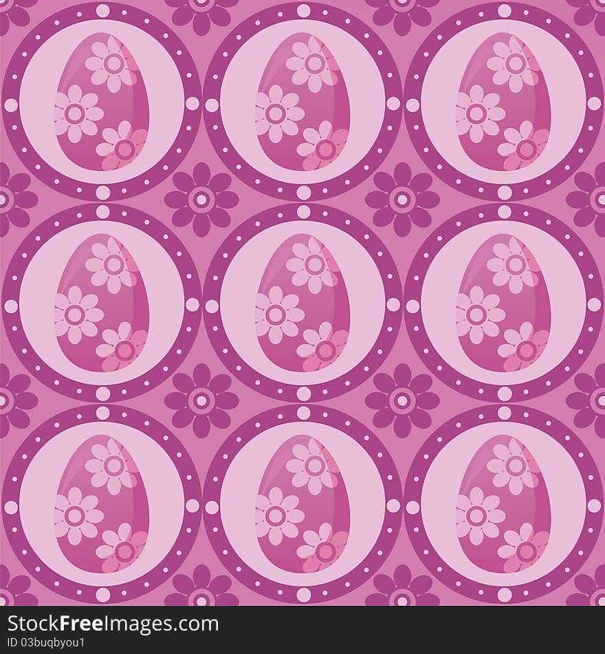 Cute easter pattern with decorated eggs