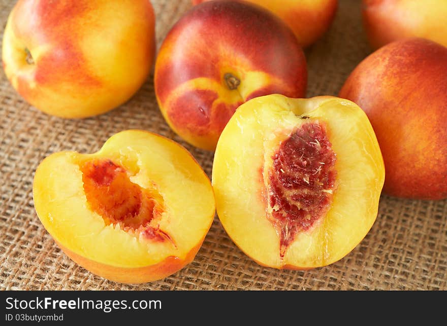 Bunch of ripe nectarine peaches