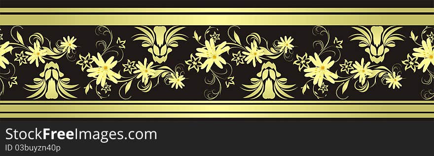 Decorative Floral Border With Chamomiles