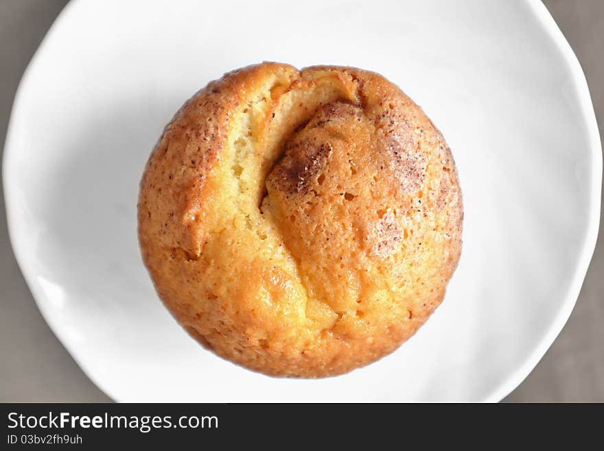 Muffin on a white plate