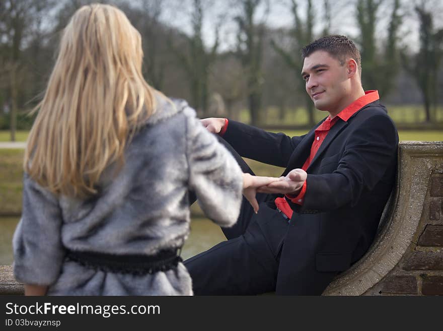 Couple outdoor at spring