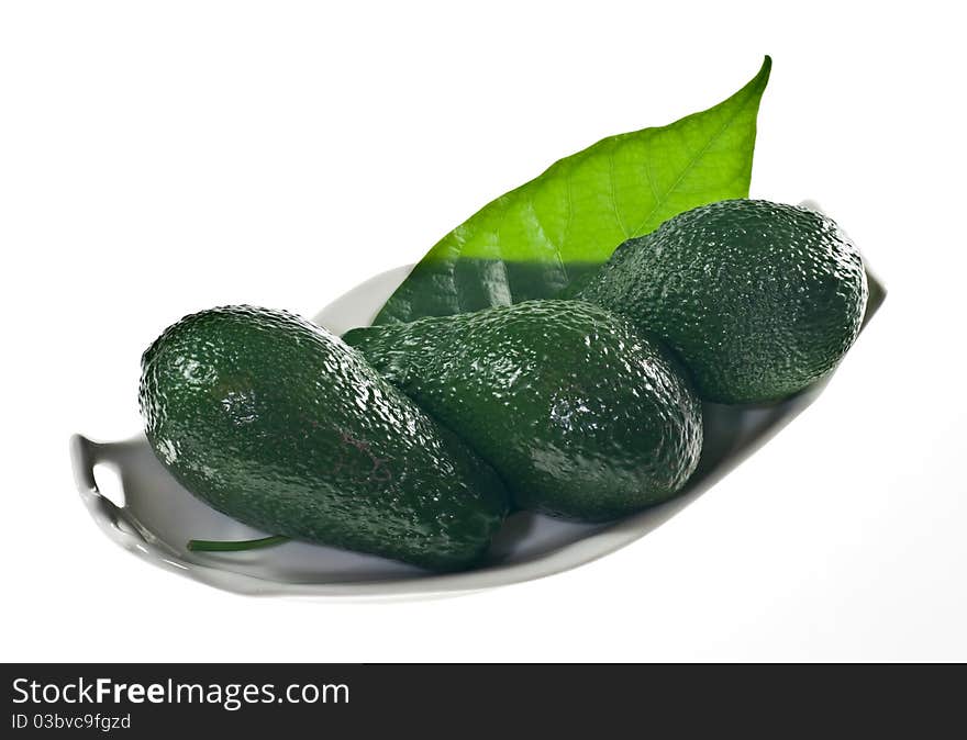 Avocado on a porcelain dish