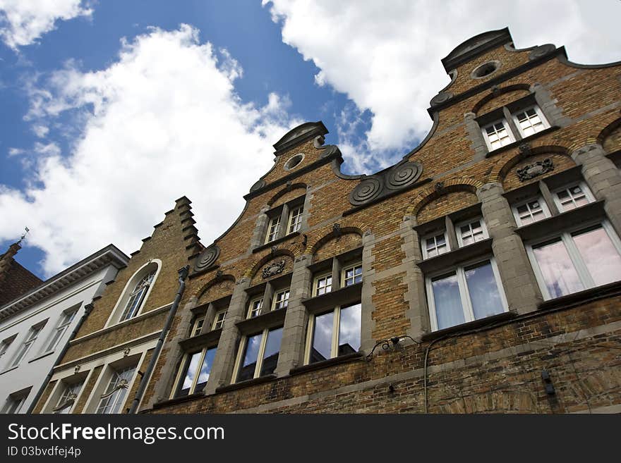 Flemish houses facades in Brugge.