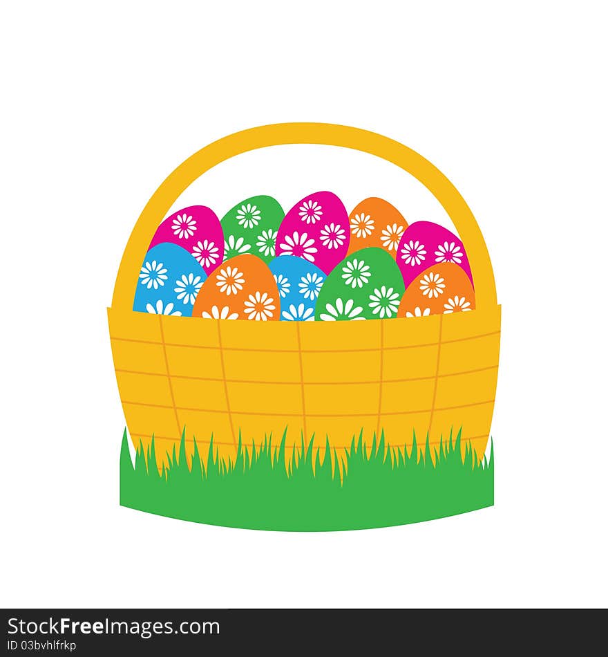 Easter basket with colored eggs