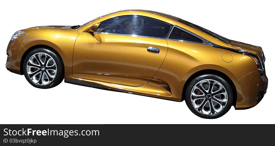 Orange luxury coupe isolated