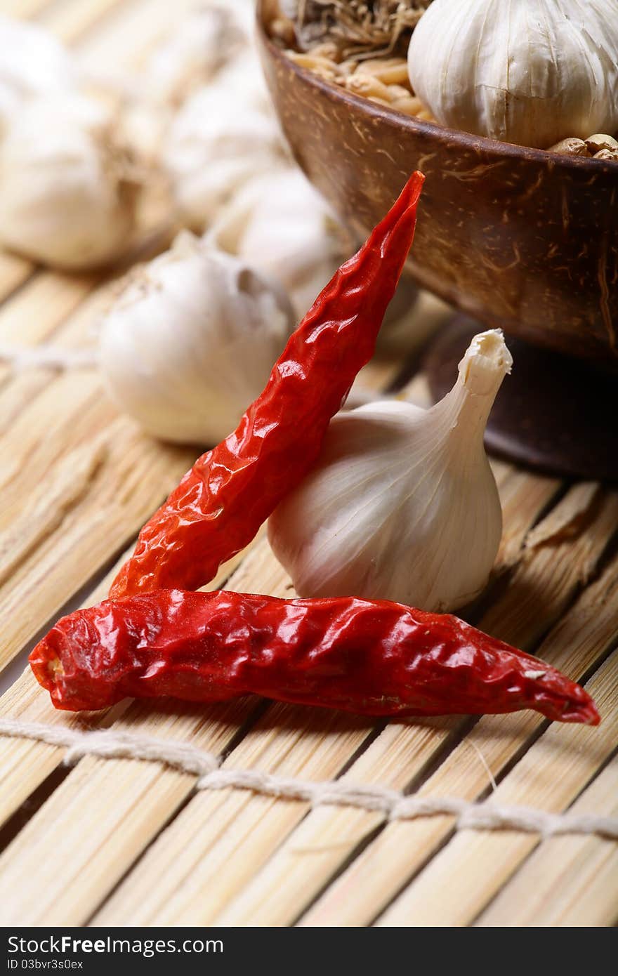 Red chillies and garlic