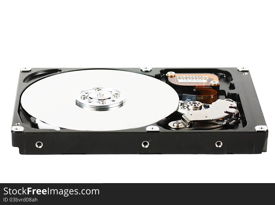 Computer component hard drive isolated over white