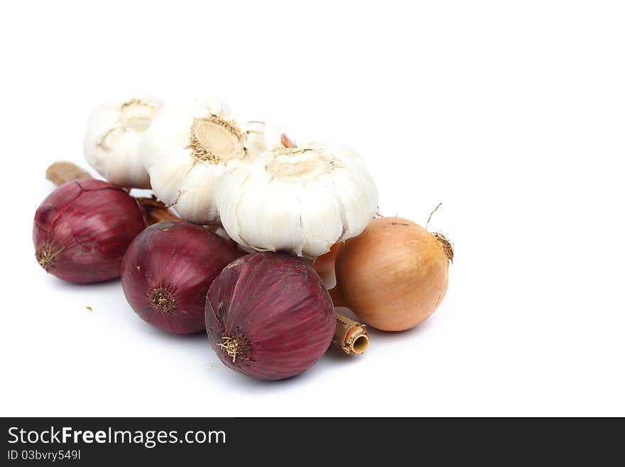 Onion pile isolated on white