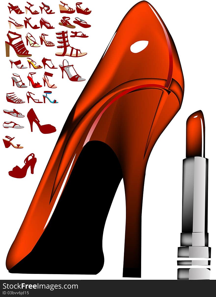 Sexy shoe and lipstick