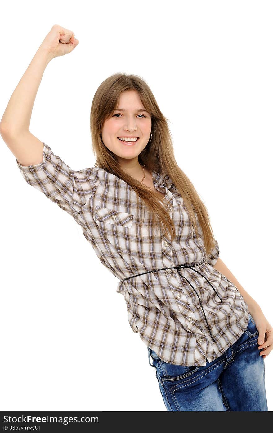 Excited youngwoman enjoying success