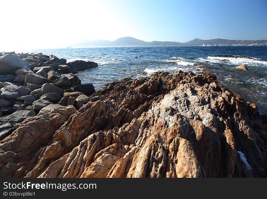 Blue wonderful sea and rock. Blue wonderful sea and rock