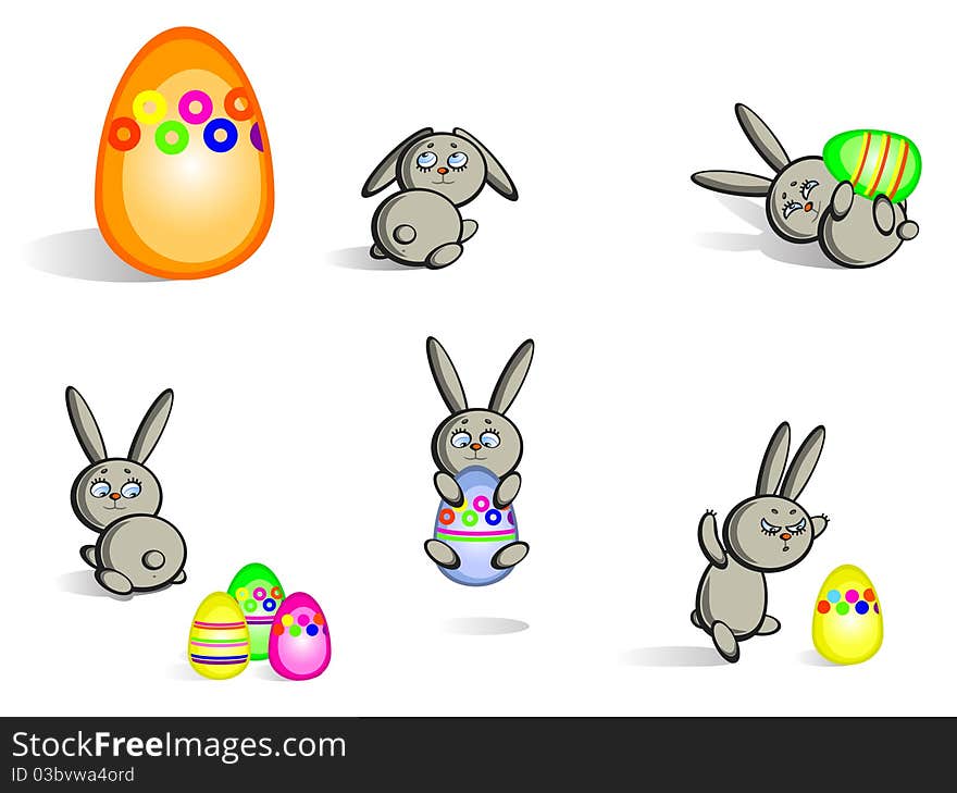 Easter bunnies isolated