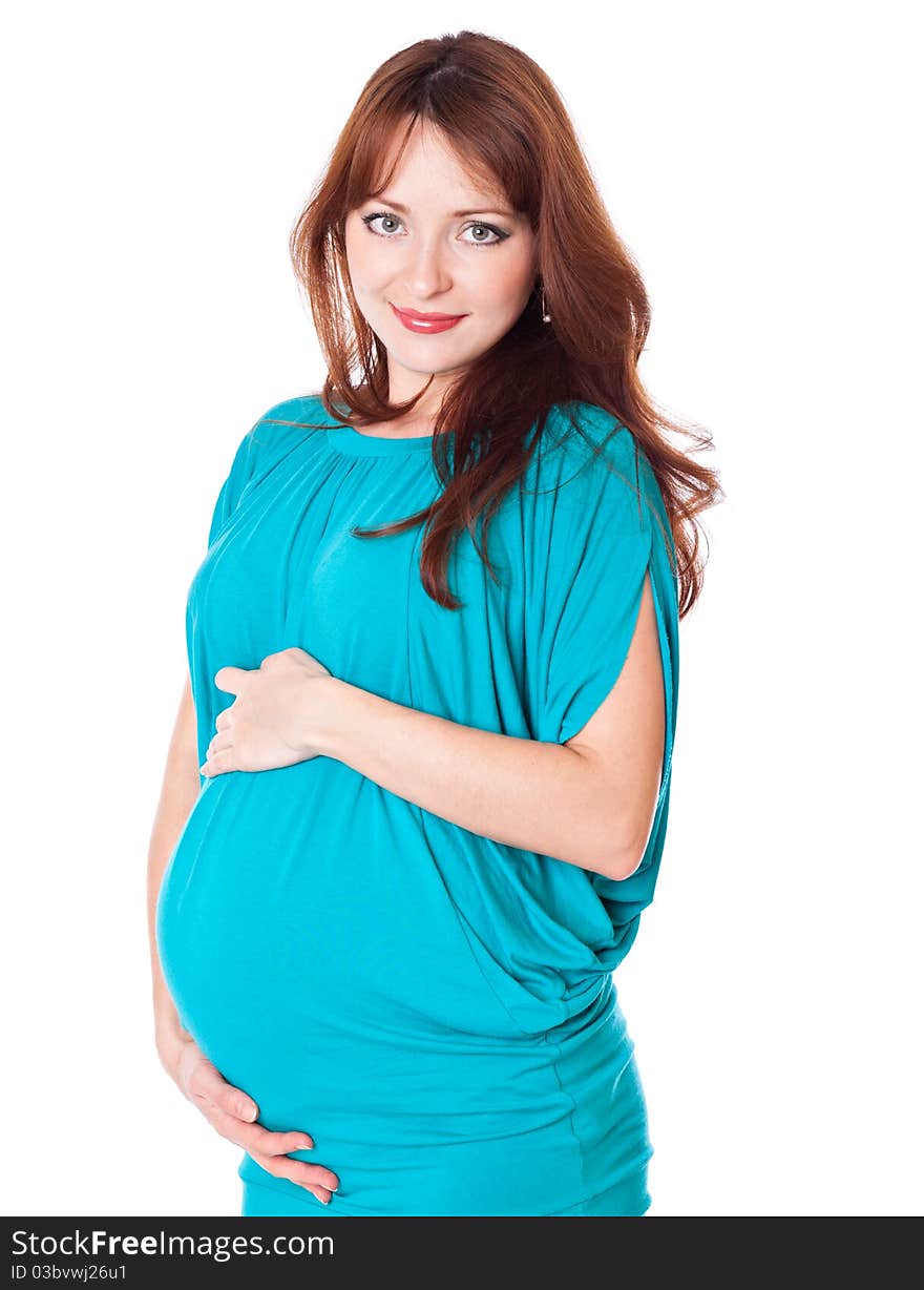 A pregnant smiling young woman