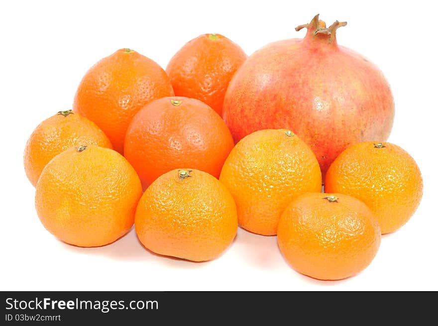 Bunch of fruits isolated on a white background