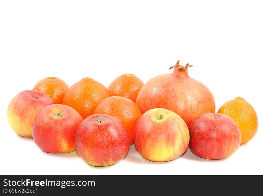 Bunch of fruits isolated on a white background