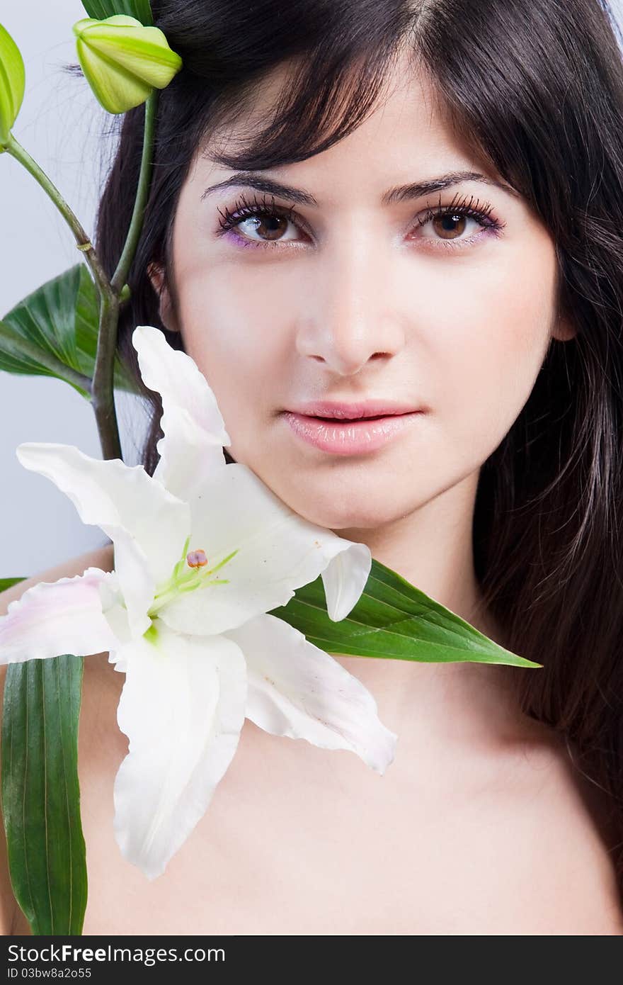 Beautiful Woman With Lily