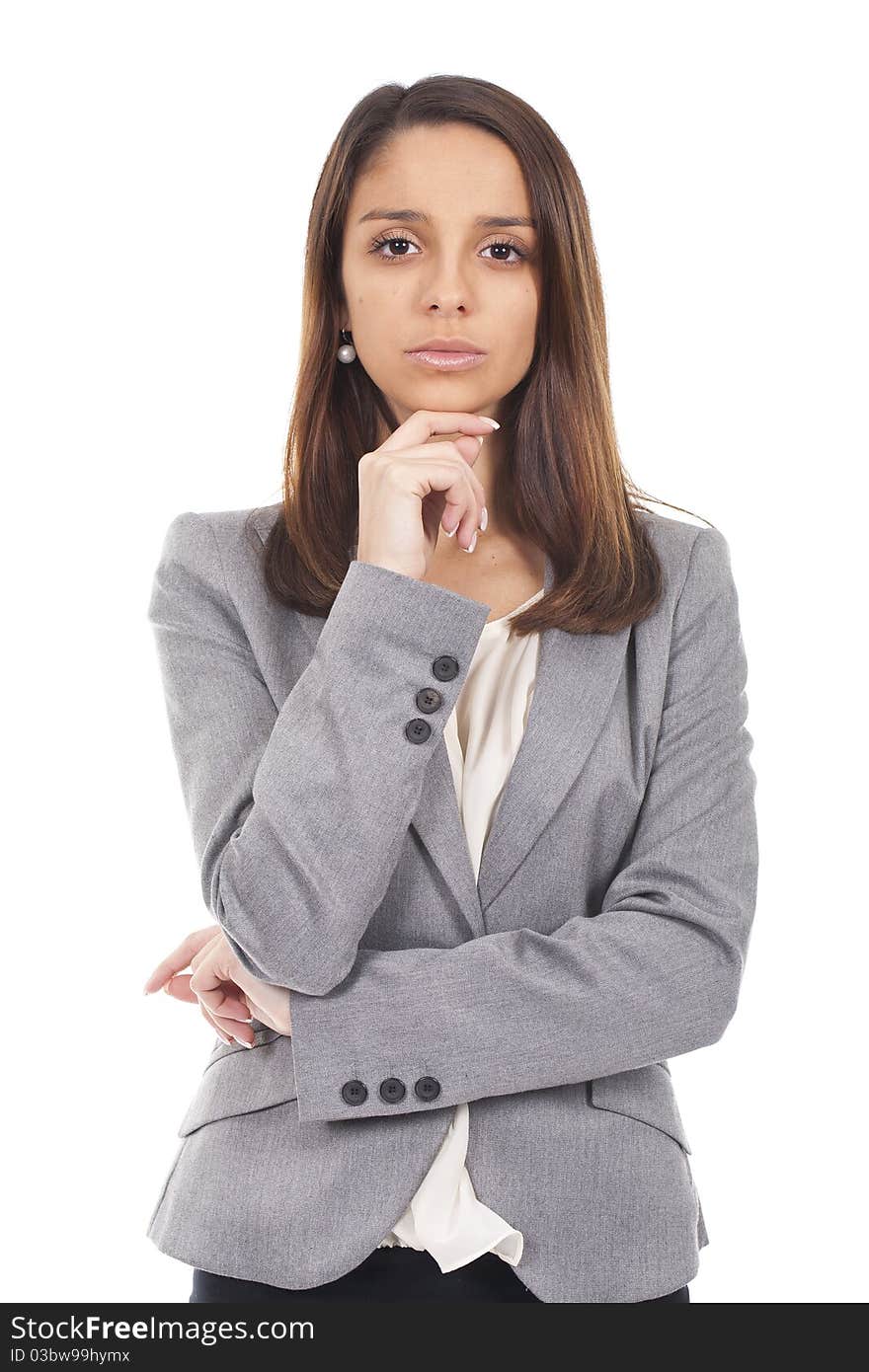 Young and beautiful businesswoman standing