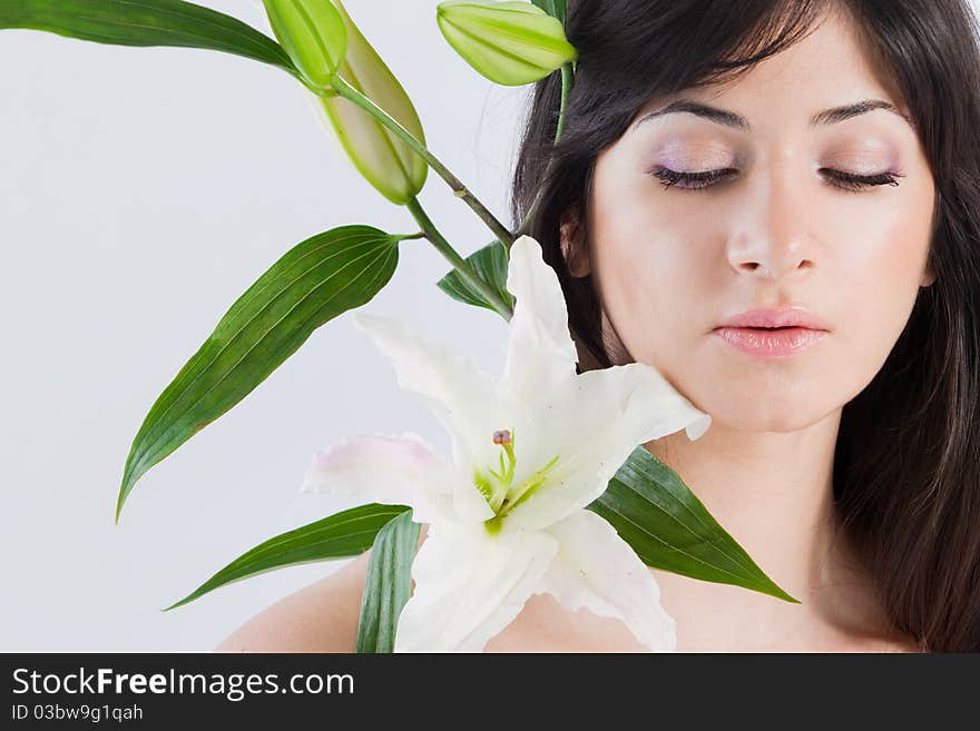 Beautiful Woman With Lily