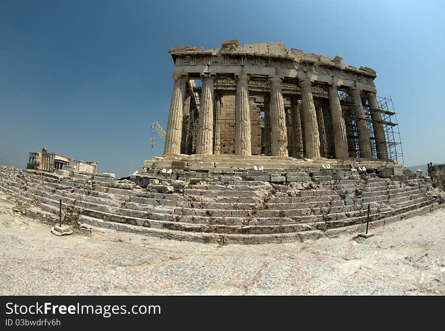 View of Parthenon in Acropolis, Athens. View of Parthenon in Acropolis, Athens.