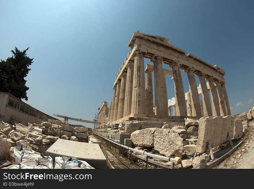 View of Parthenon in Acropolis, Athens. View of Parthenon in Acropolis, Athens.