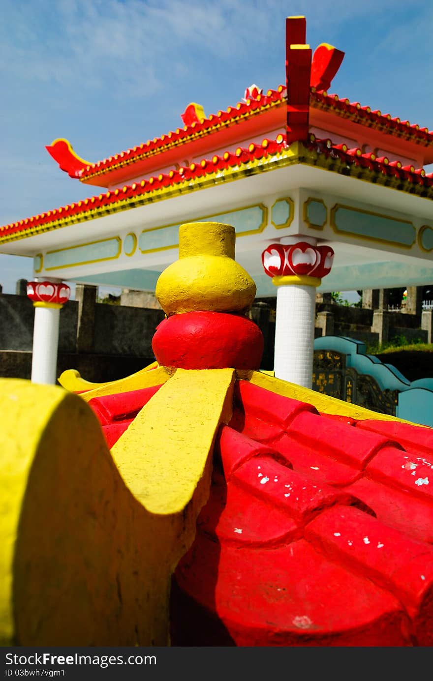 Chinese tombstone on cemetary on Bandung, Indonesia