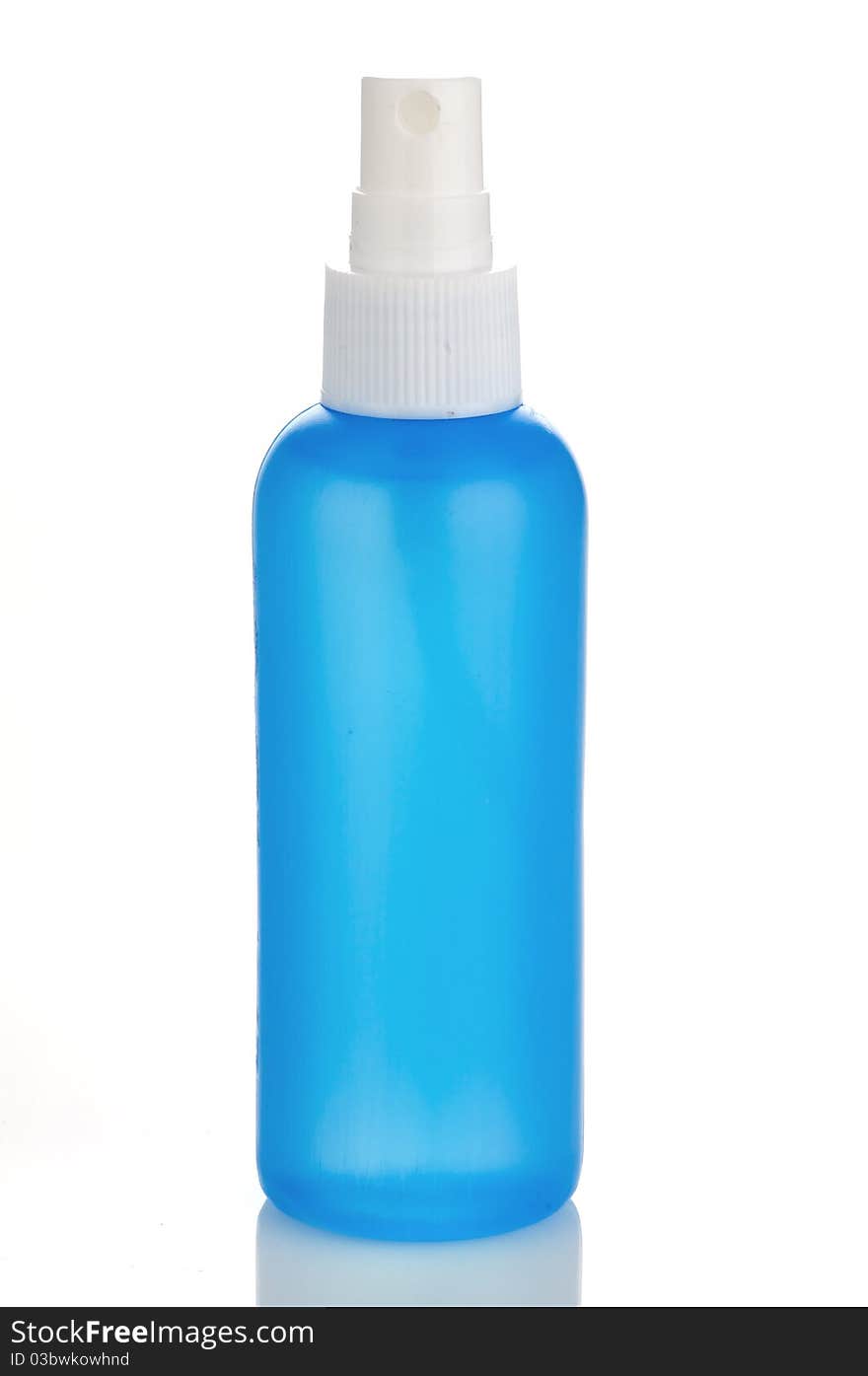 Blue Spray Container For Medicine, Isolated On Whi