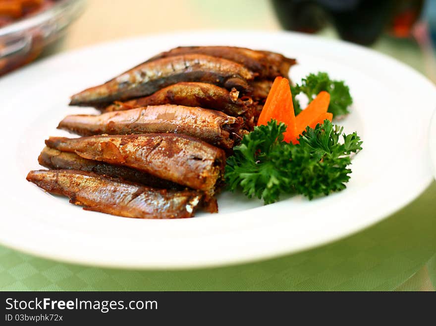 Dried small fish of Chinese food. Dried small fish of Chinese food