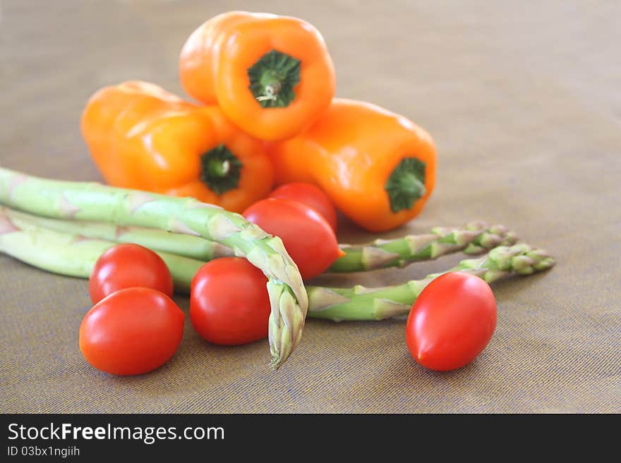 Combination of colorful fresh vegetables on a table