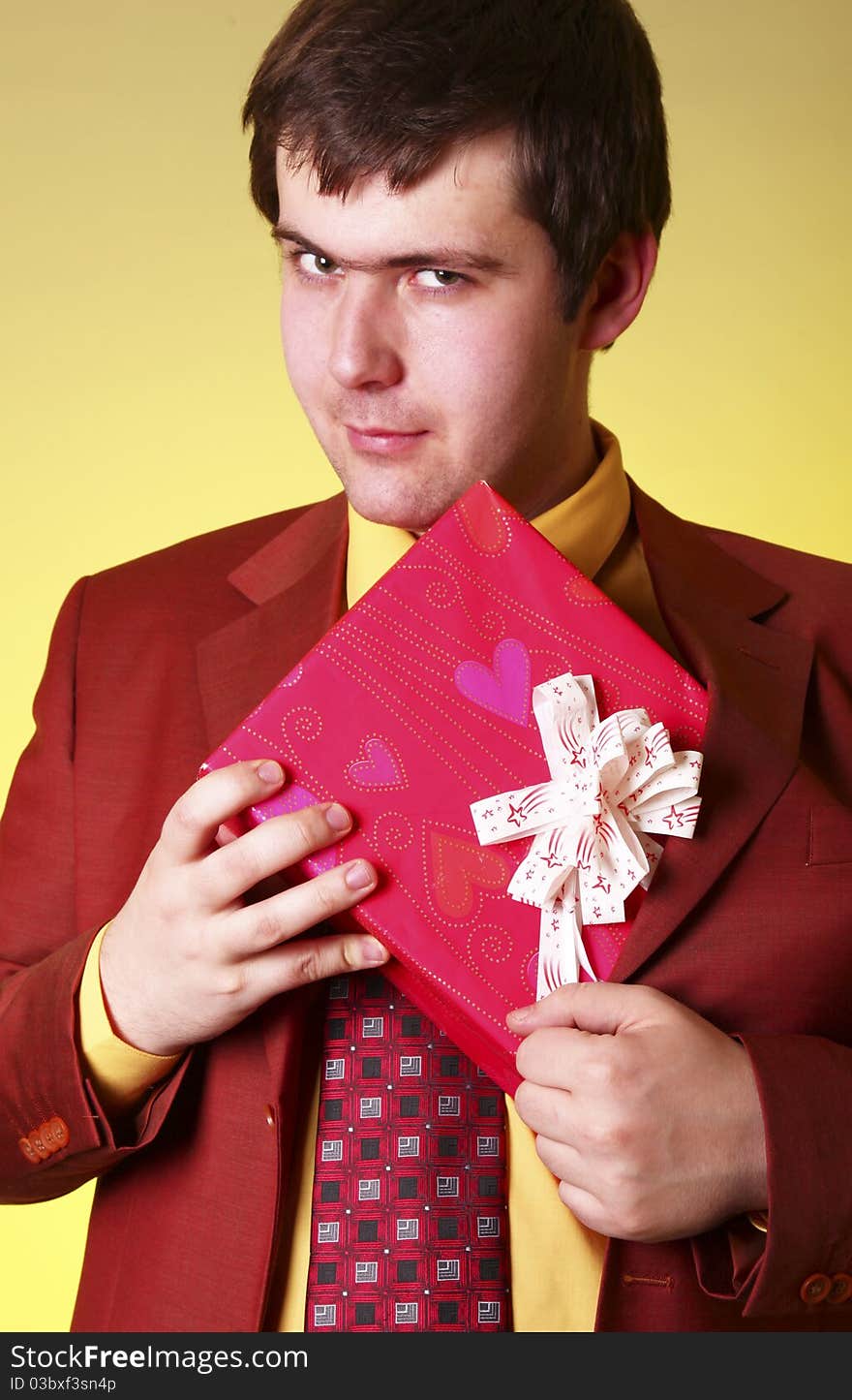 Boy with present box