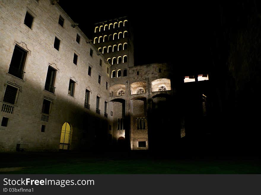 Night in King Square at Barcelona Catalonia Spain. Night in King Square at Barcelona Catalonia Spain