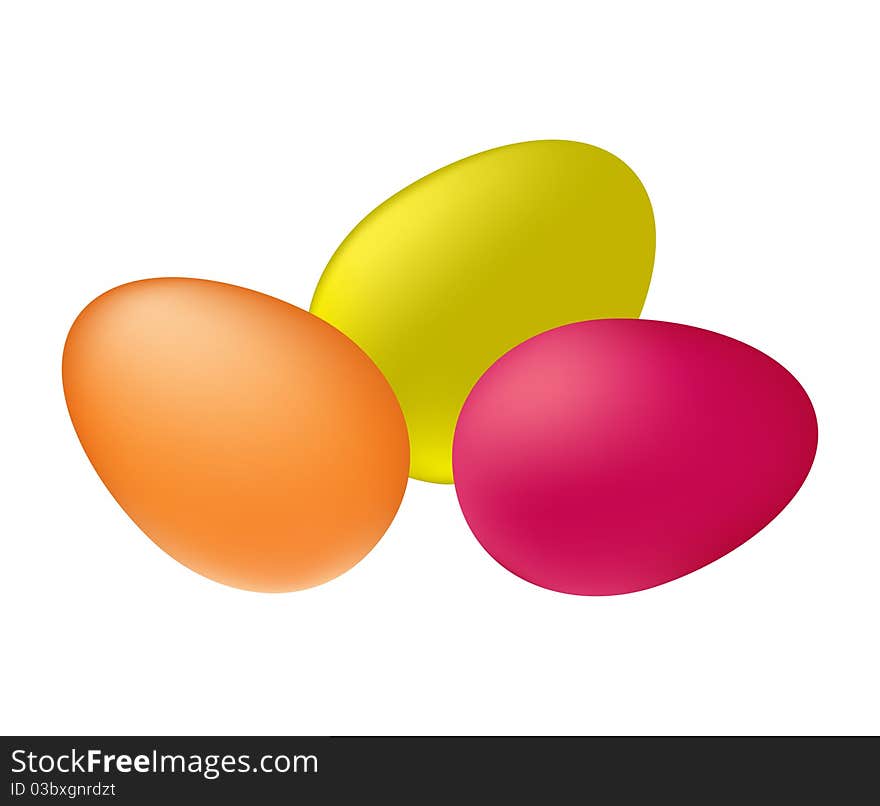 Easter colorful eggs, isolated on white background