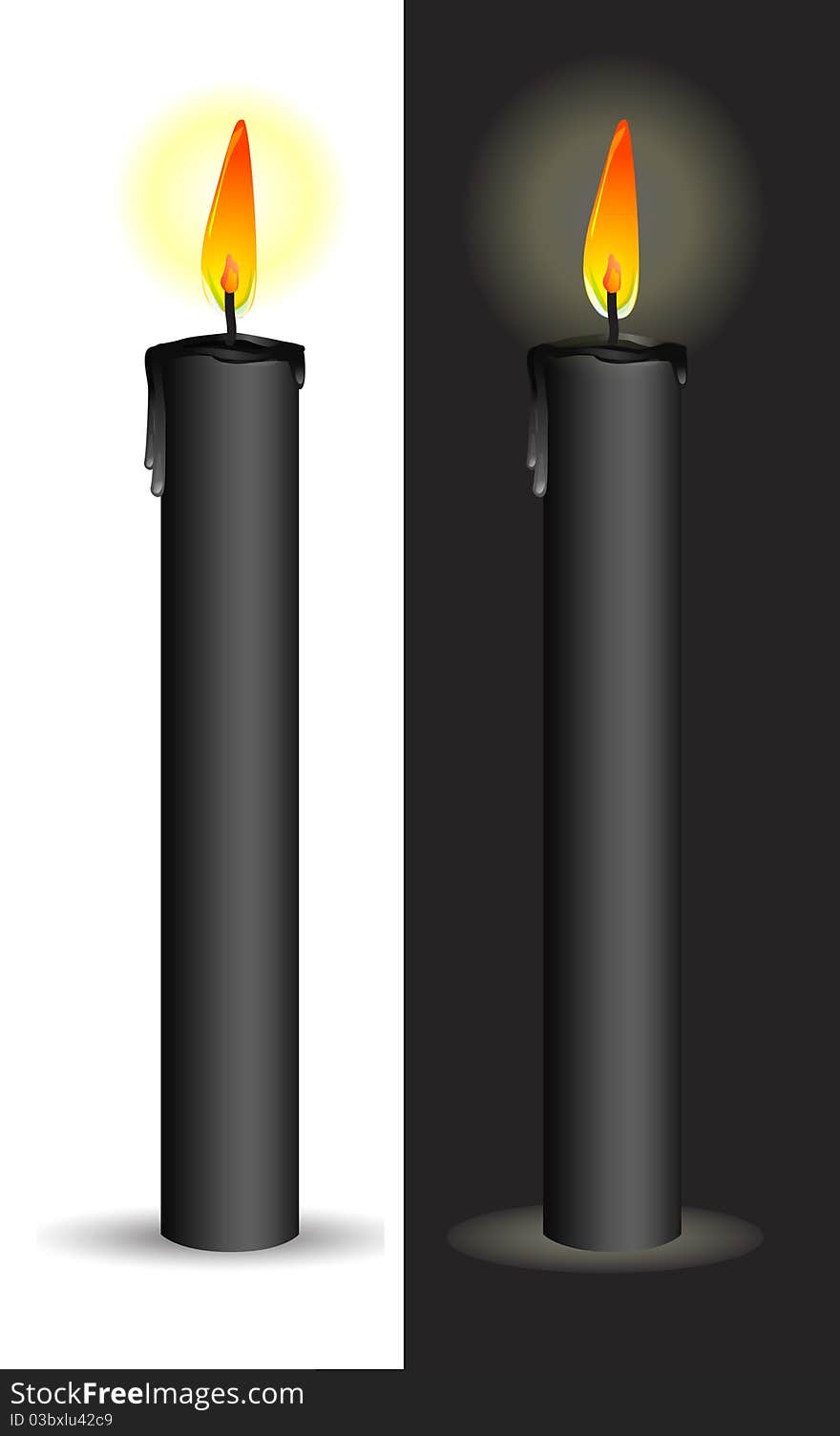 Black candle isolated on white