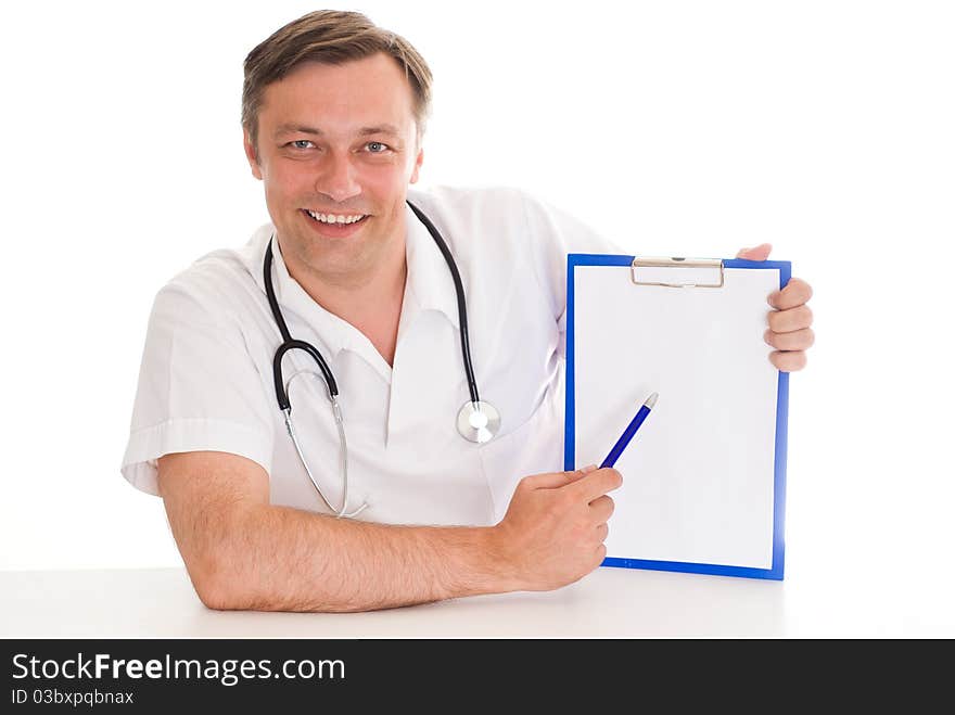 Closeup portrait of a doctor with stethoscope