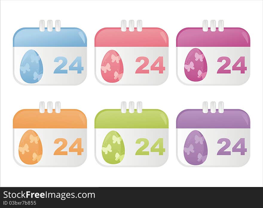 Set of 6 easter calendar icons