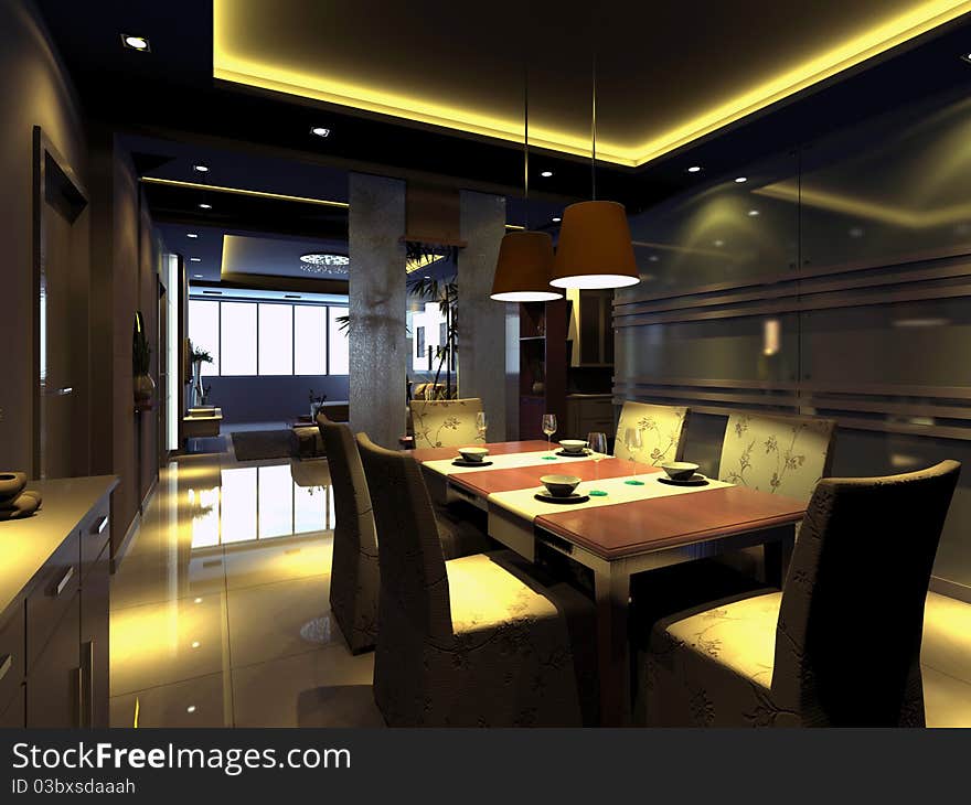 Interior fashionable living-room 3D rendering. Interior fashionable living-room 3D rendering