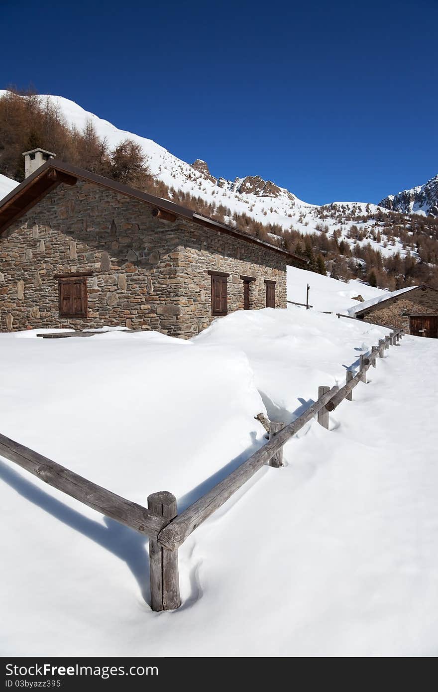 Farm in the snow