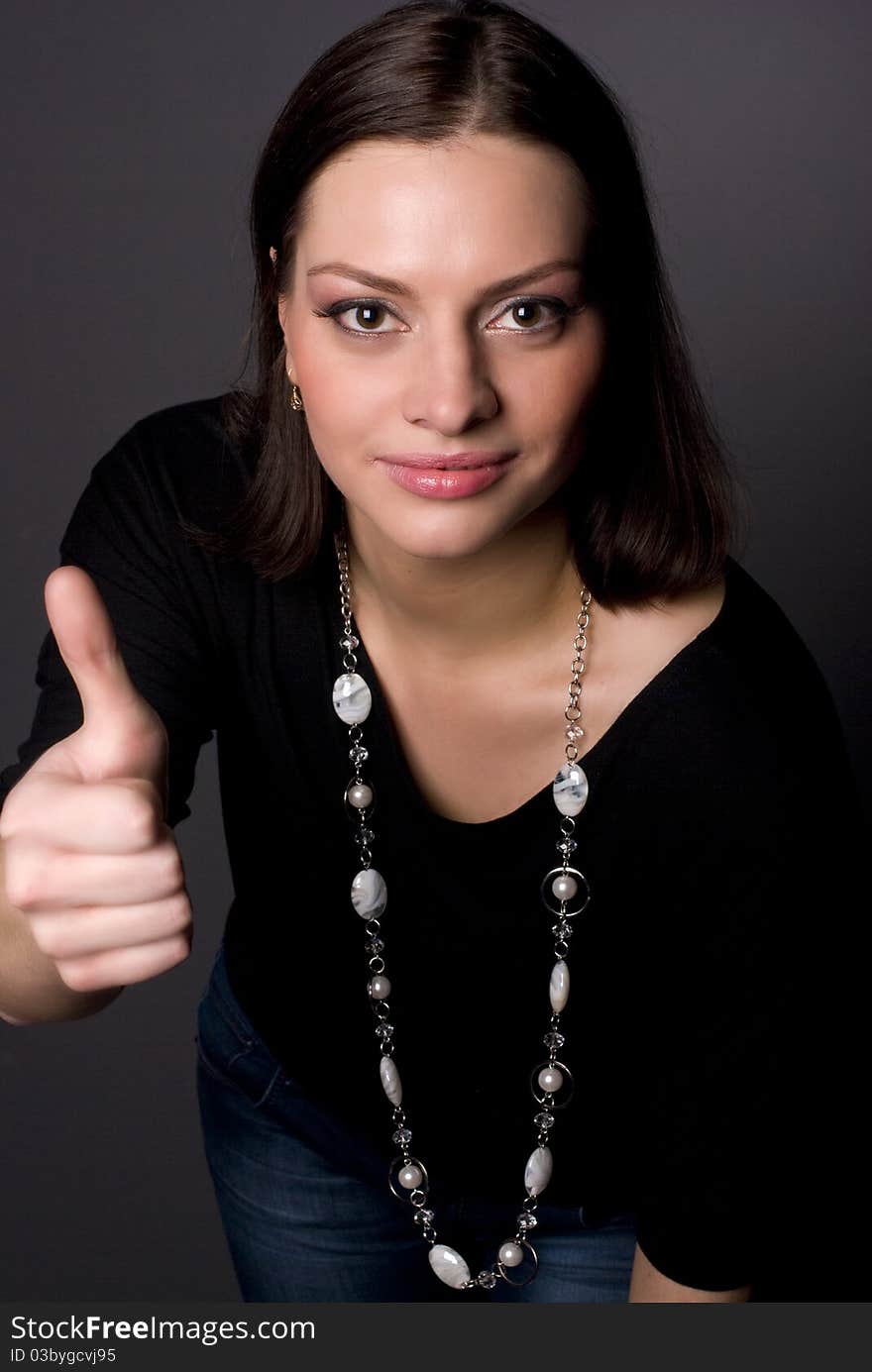 Beautiful girl with grey background