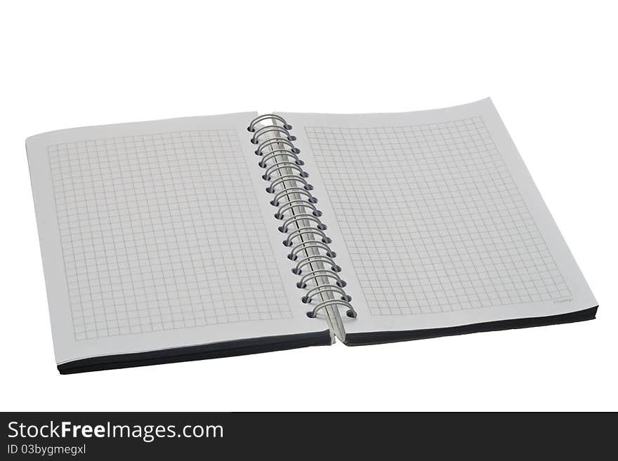 Isolated open blank notebook on white background