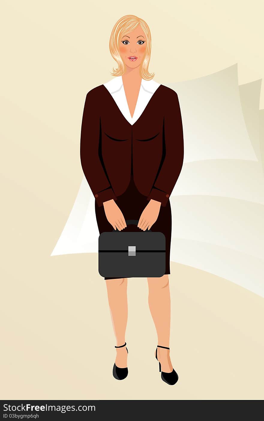 Business Women With Case Isolated