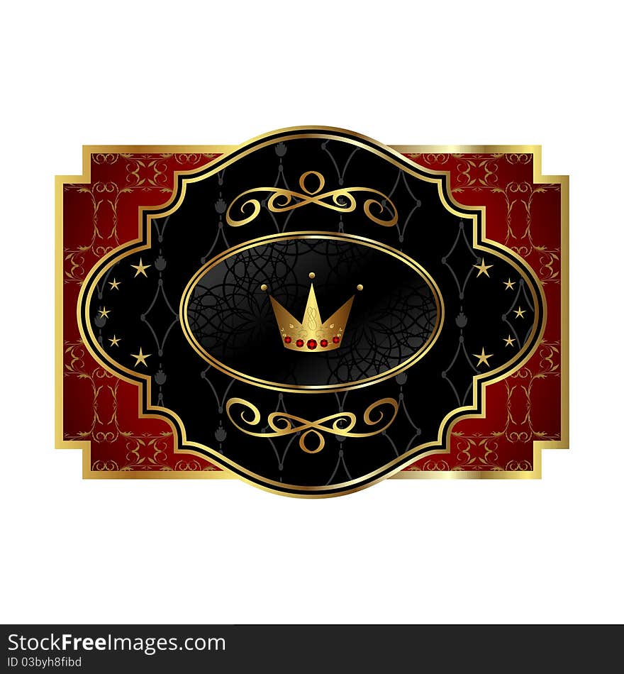 Illustration royal label with crown for packing alcohol - vector