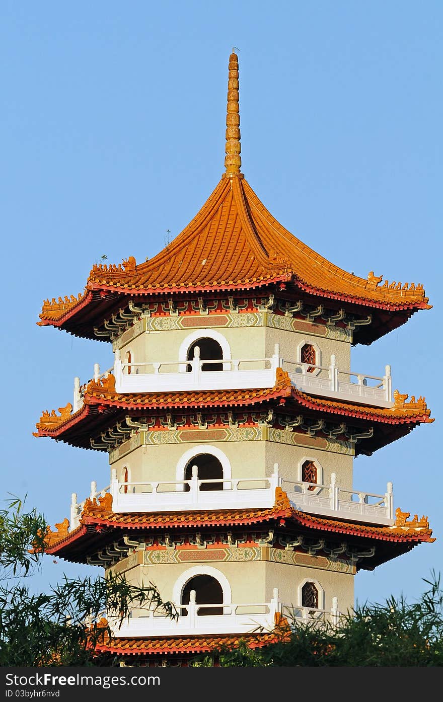 Closeup View Of A Chinese Pagoda