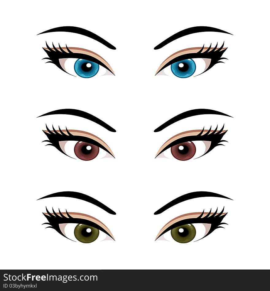 Set Female Eyes Isolated &x28;3&x29;