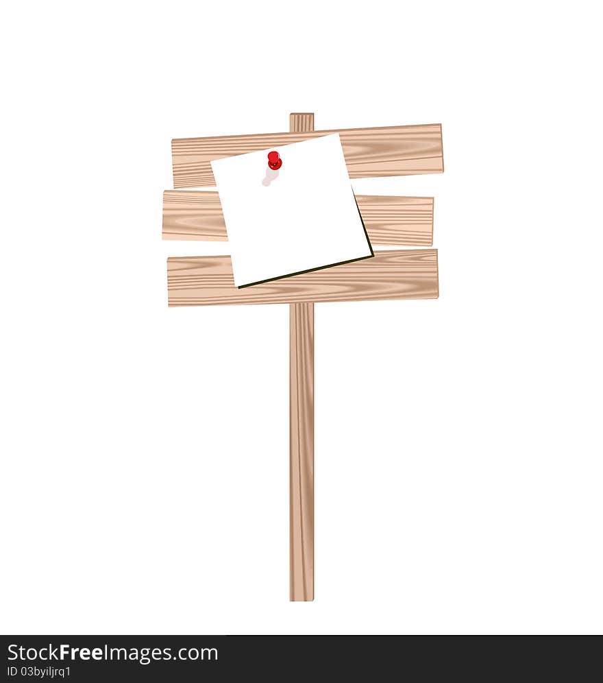 Wood billboard with attached blank paper