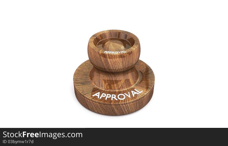 Wooden stamp with white lettering approval on it. Wooden stamp with white lettering approval on it