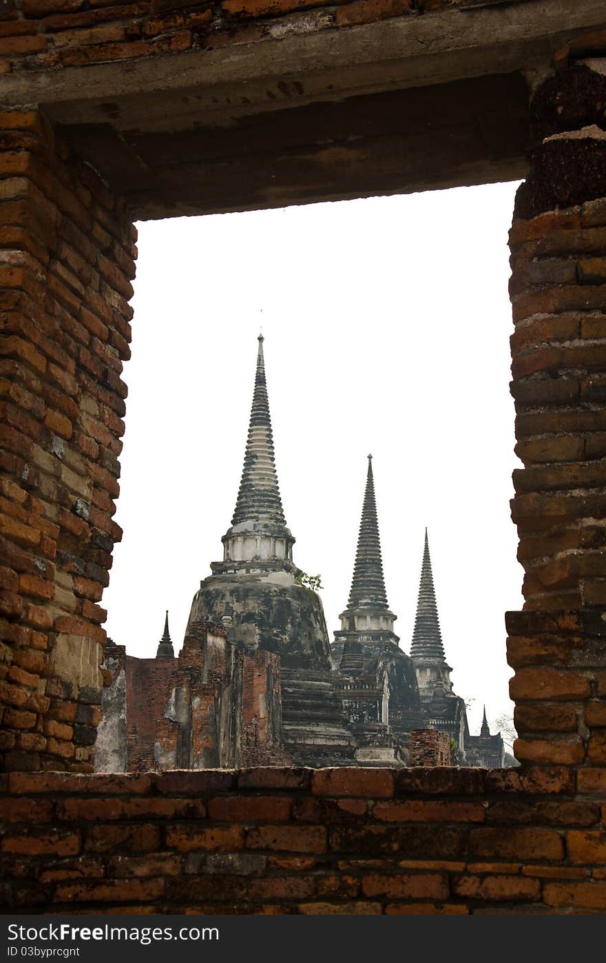 Ancient pagoda looking through old windows. Ancient pagoda looking through old windows.