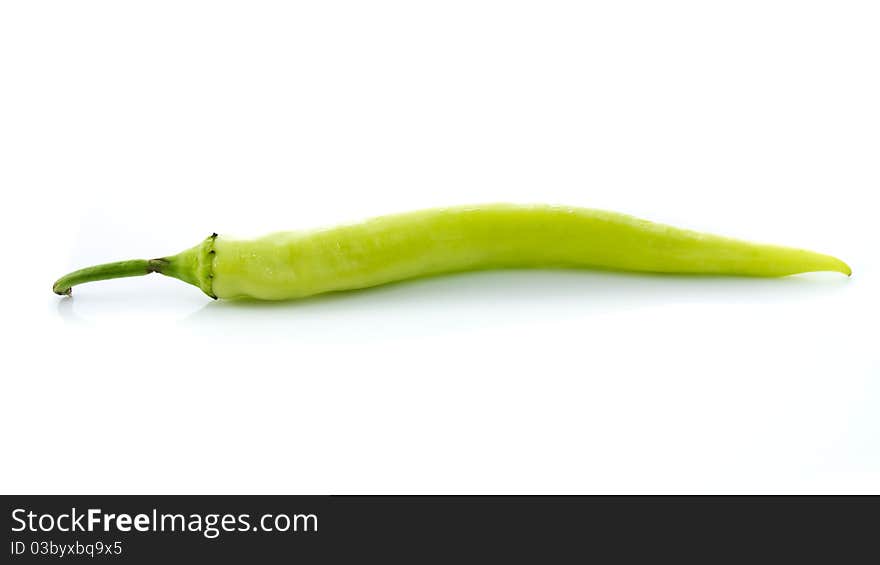 Fresh green chilly isolated on white background