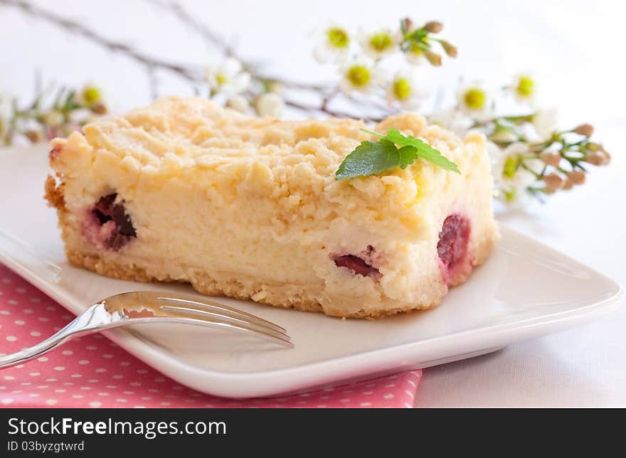 Fresh Cake With Cherry