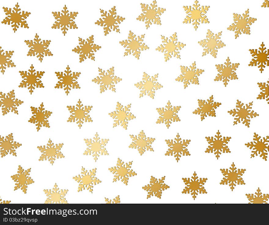 Golden snowflakes on a white background. Golden snowflakes on a white background