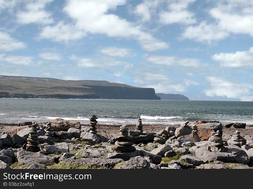 Doolin beach with rock stacks