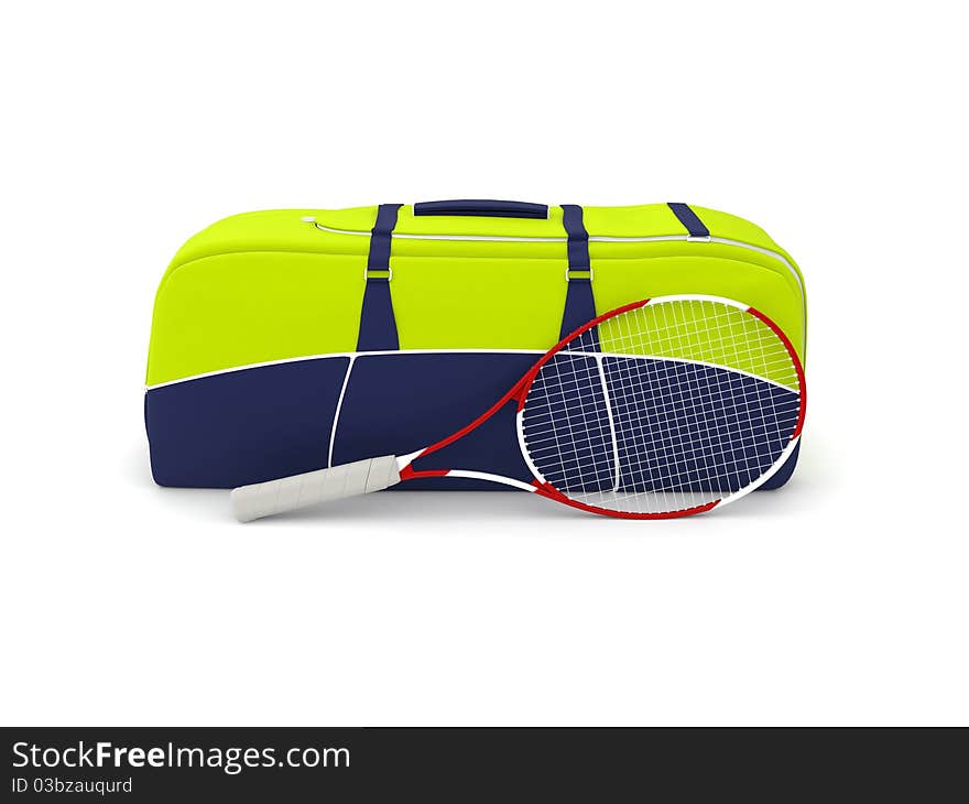 Isolated Tennis Bag And Racquet